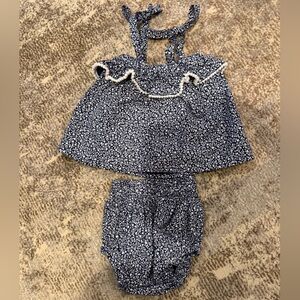 Blue & White Floral Print Set